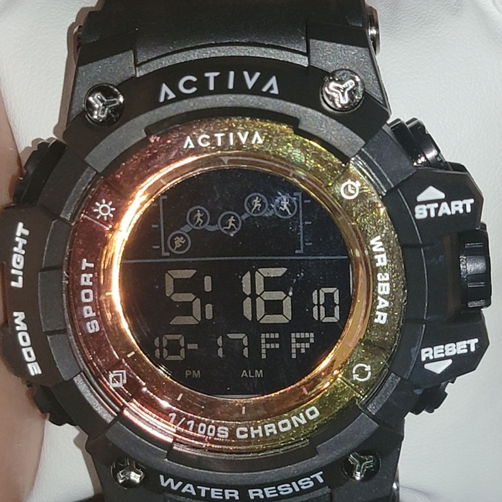 NIB Activa X Invicta Black Digital Chronograph Watch Rainbow Bezel Sport - Picture 6 of 6